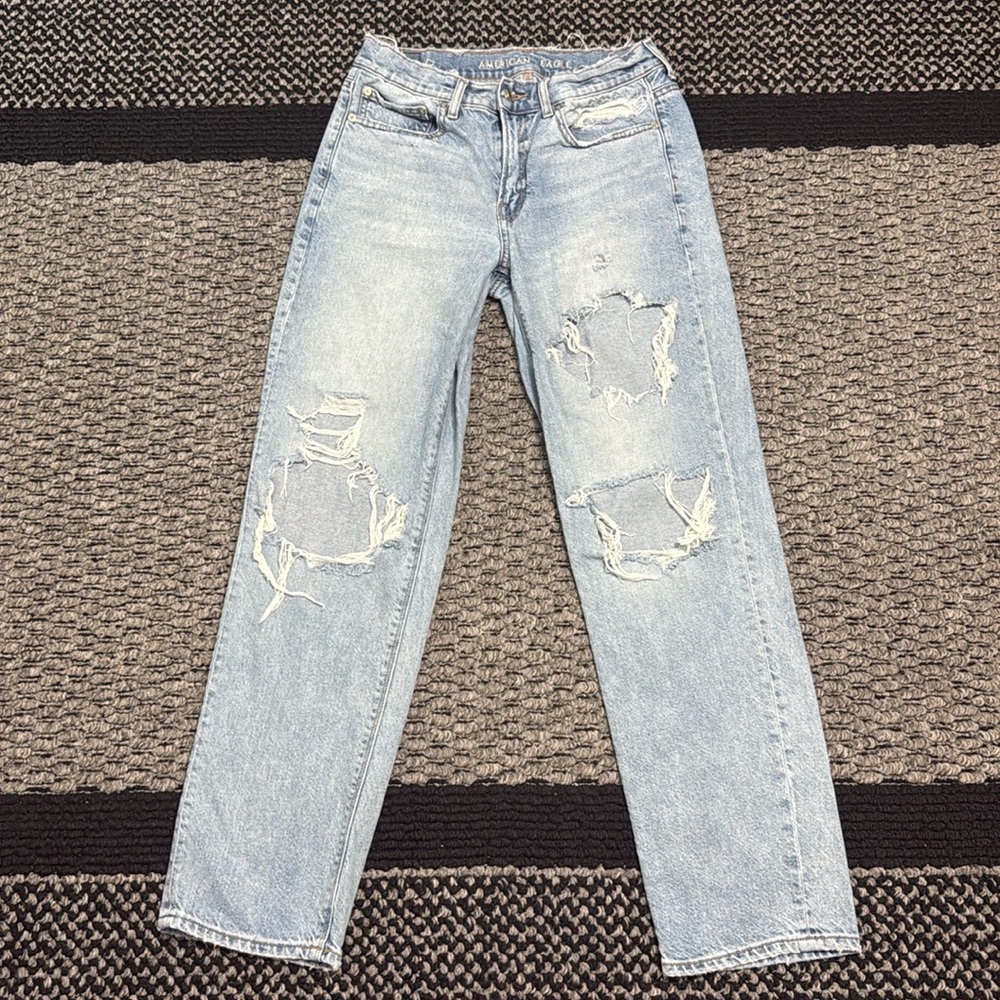 American Eagle Jeans Women’s Size 6 90’s Straight Distressed Thrashed Y2K